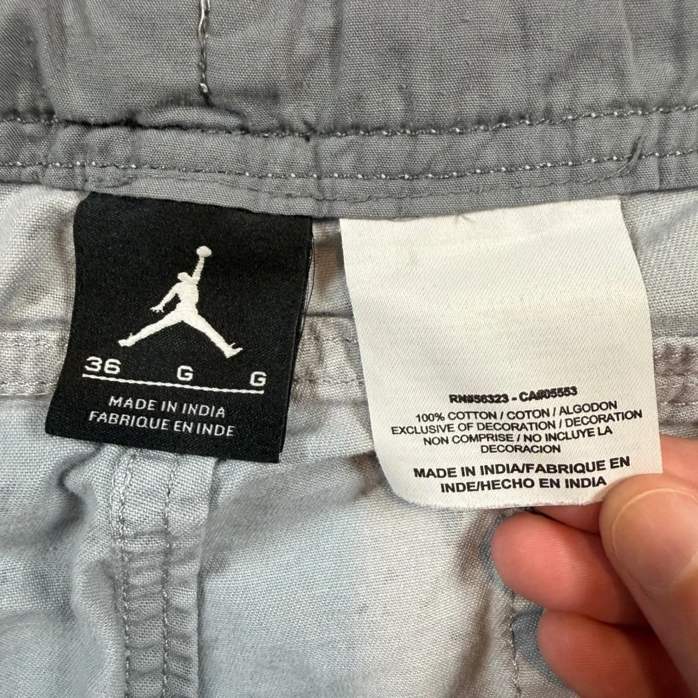 Jordan Cargo Shorts Men 36 Grey Splatter Cement Print Cotton Jumpman MJ 23
